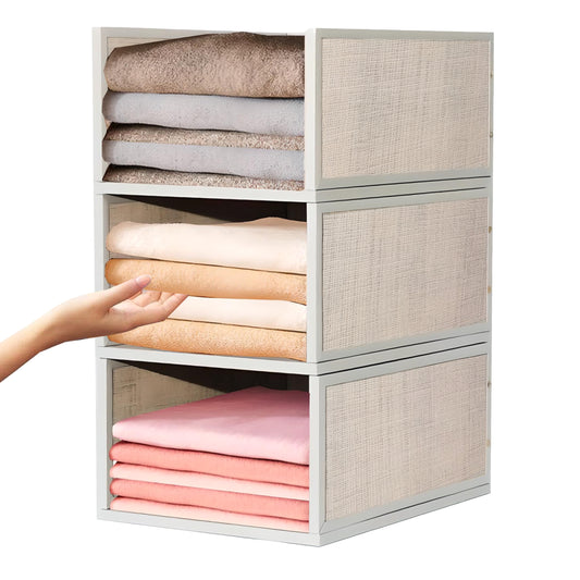 Stackable Cloth Storage - Cupboard Organiser for Shirt (Ivory)