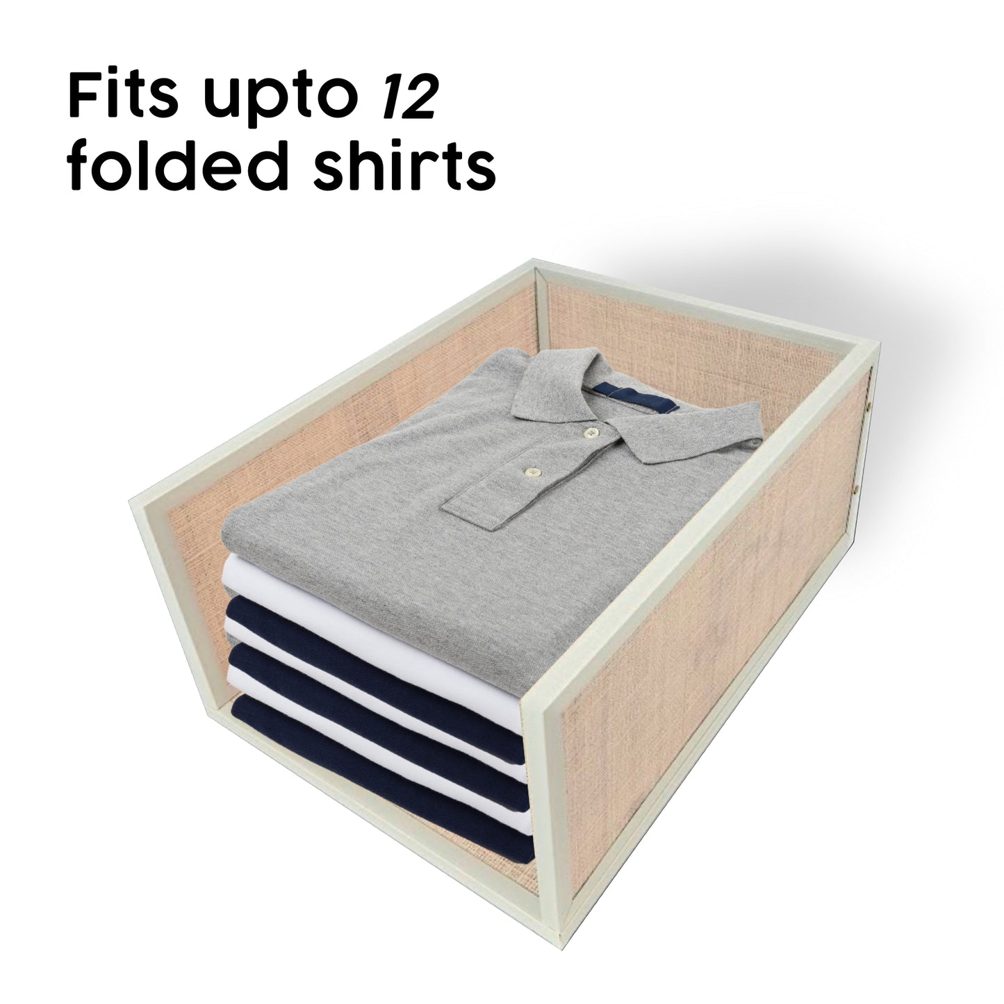 Stackable Cloth Storage - Cupboard Organiser for Shirt (Ivory)