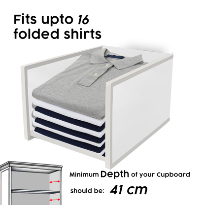 Stackable Cloth Storage - Cupboard Organiser for Shirt (White - Large)